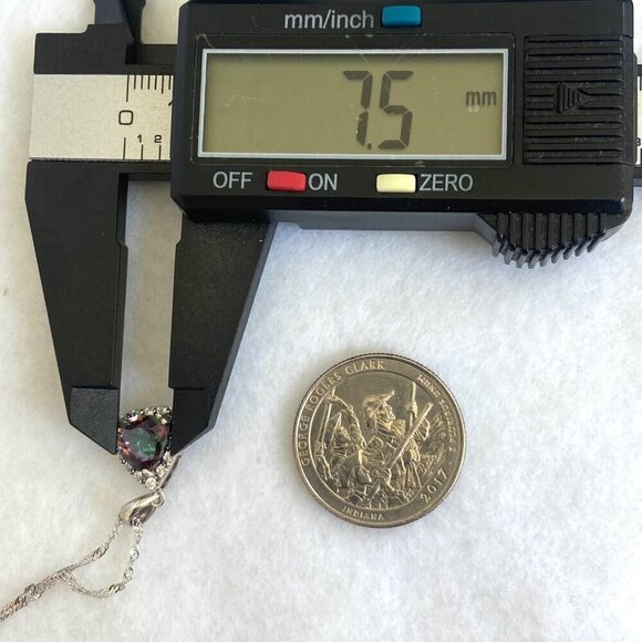 Sterling Silver 925 Trillion Cut Mystic Quartz Pendant Necklace 18" Rope Chain - Picture 13 of 16